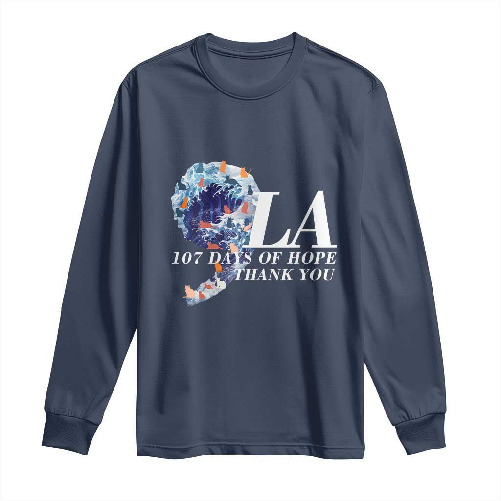 107 Days of Hope Thank You Kamala Long Sleeve Shirt The Great Wave Kanagawa Japanese Cat TS10 Navy Print Your Wear