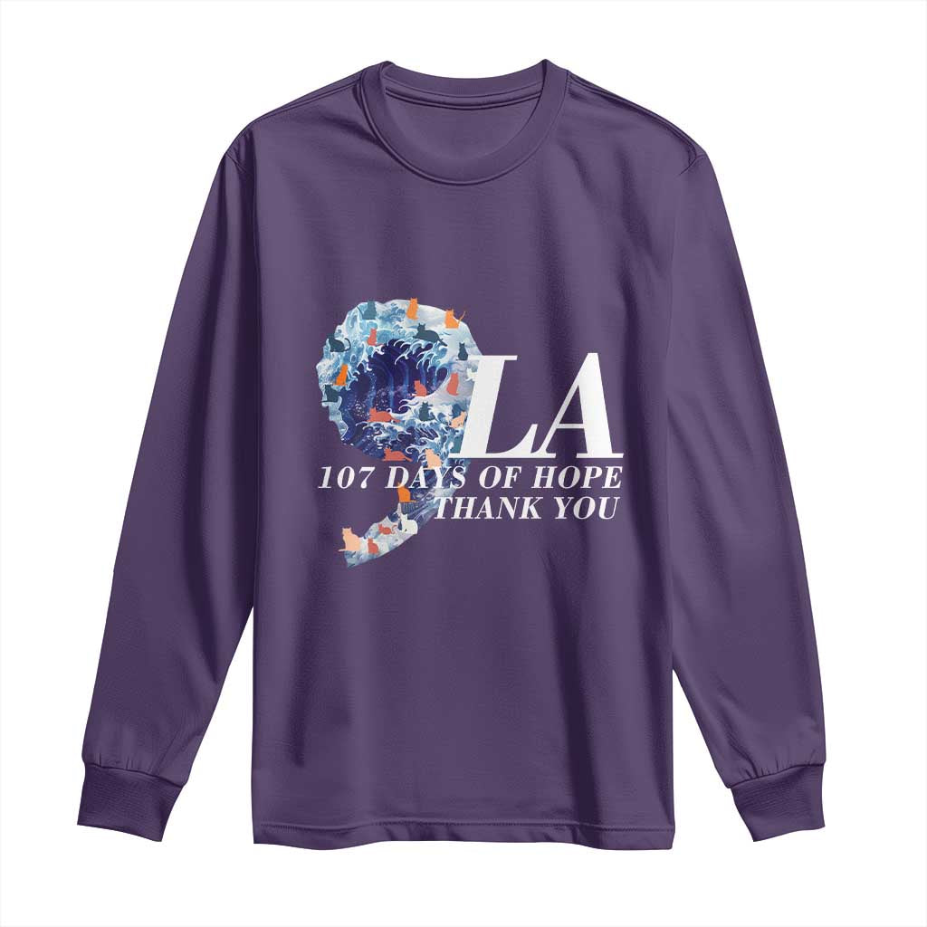 107 Days of Hope Thank You Kamala Long Sleeve Shirt The Great Wave Kanagawa Japanese Cat TS10 Purple Print Your Wear