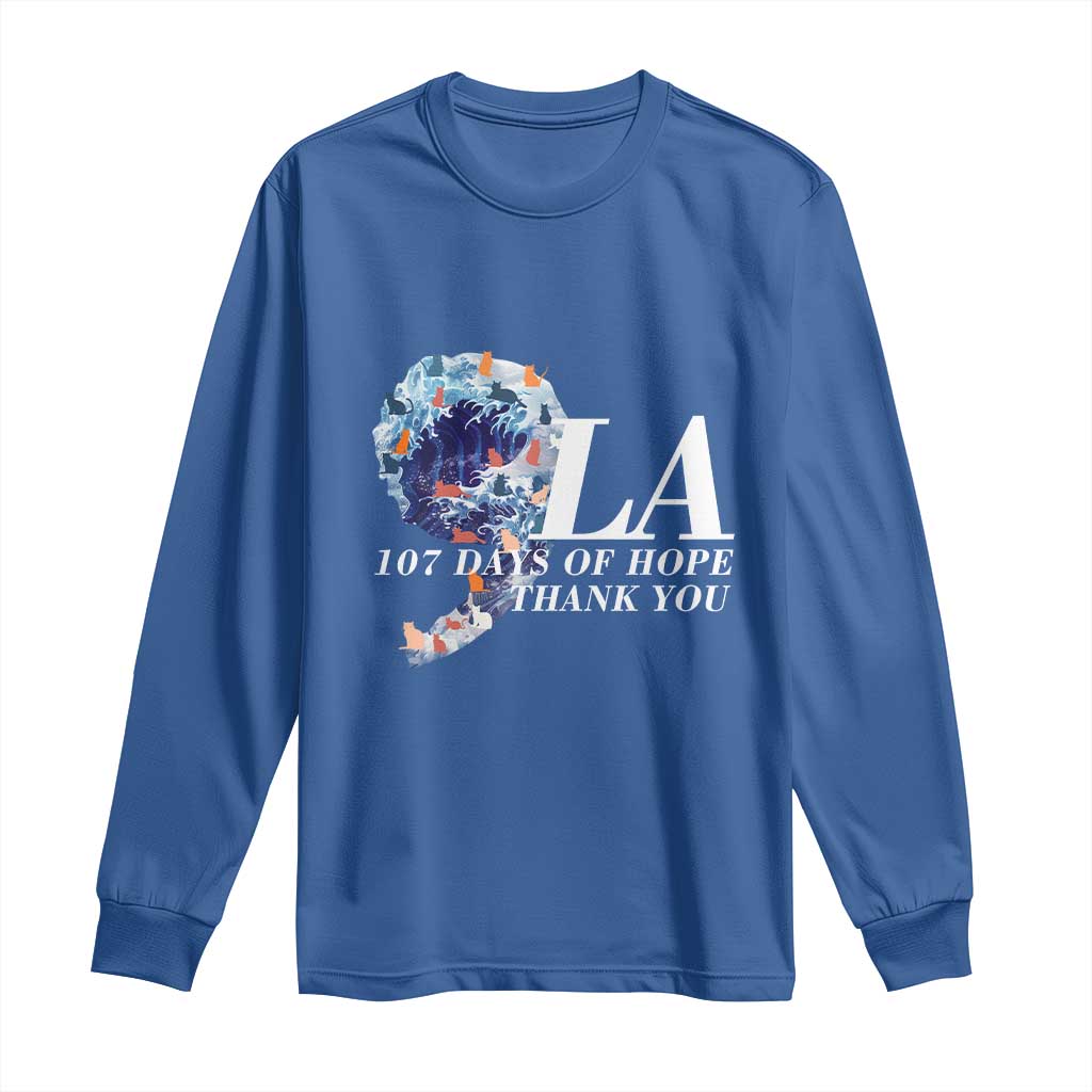 107 Days of Hope Thank You Kamala Long Sleeve Shirt The Great Wave Kanagawa Japanese Cat TS10 Royal Blue Print Your Wear