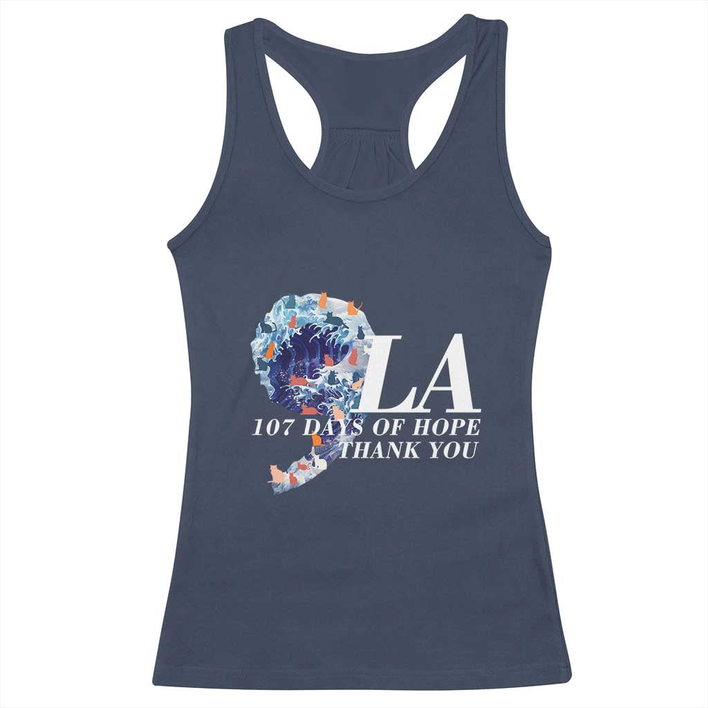 107 Days of Hope Thank You Kamala Racerback Tank Top The Great Wave Kanagawa Japanese Cat TS10 Navy Print Your Wear