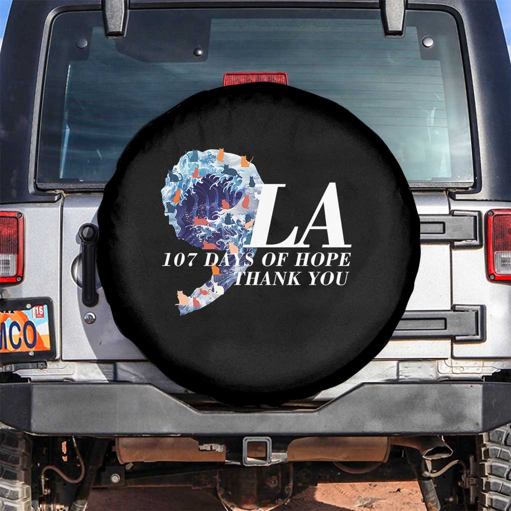 107 Days of Hope Thank You Kamala Spare Tire Cover The Great Wave Kanagawa Japanese Cat TS10 No hole Black Print Your Wear