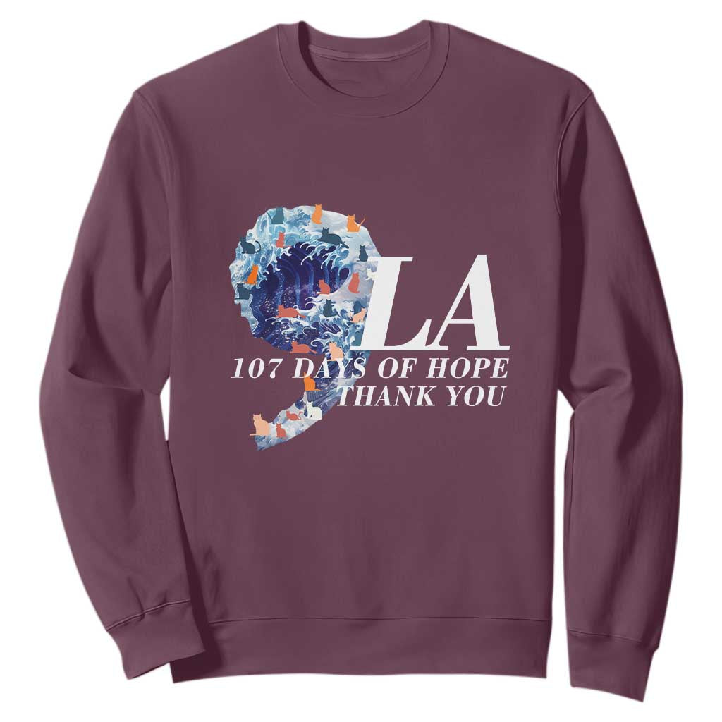 107 Days of Hope Thank You Kamala Sweatshirt The Great Wave Kanagawa Japanese Cat TS10 Maroon Print Your Wear