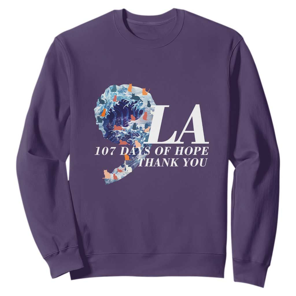 107 Days of Hope Thank You Kamala Sweatshirt The Great Wave Kanagawa Japanese Cat TS10 Purple Print Your Wear