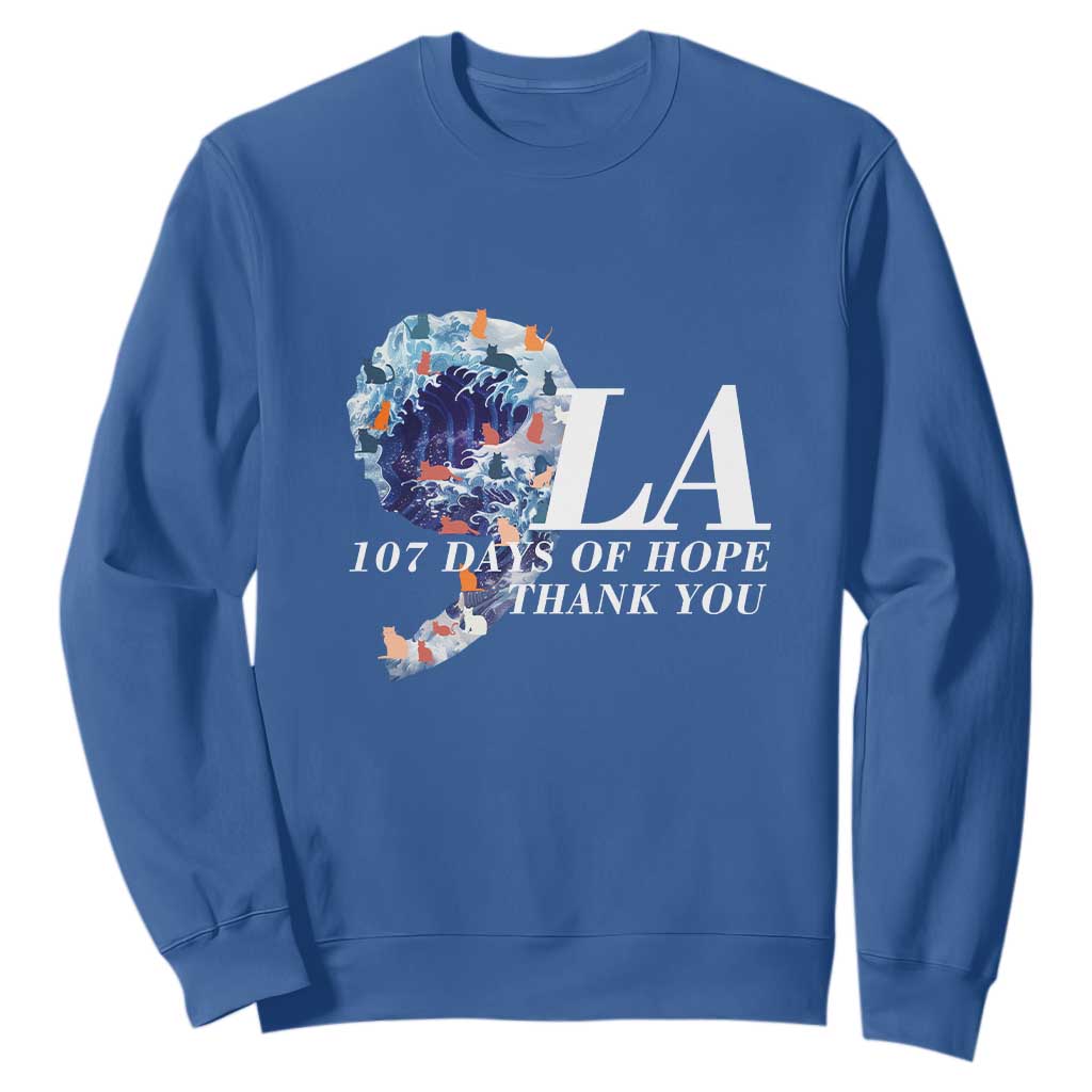 107 Days of Hope Thank You Kamala Sweatshirt The Great Wave Kanagawa Japanese Cat TS10 Royal Blue Print Your Wear