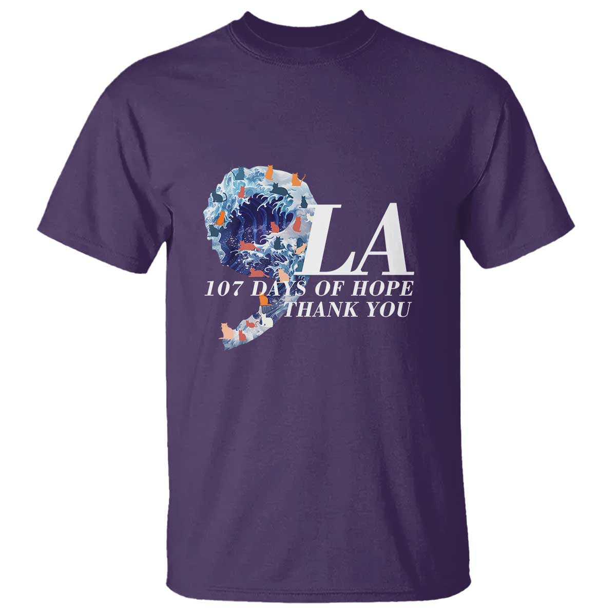 107 Days of Hope Thank You Kamala T Shirt The Great Wave Kanagawa Japanese Cat TS10 Purple Print Your Wear