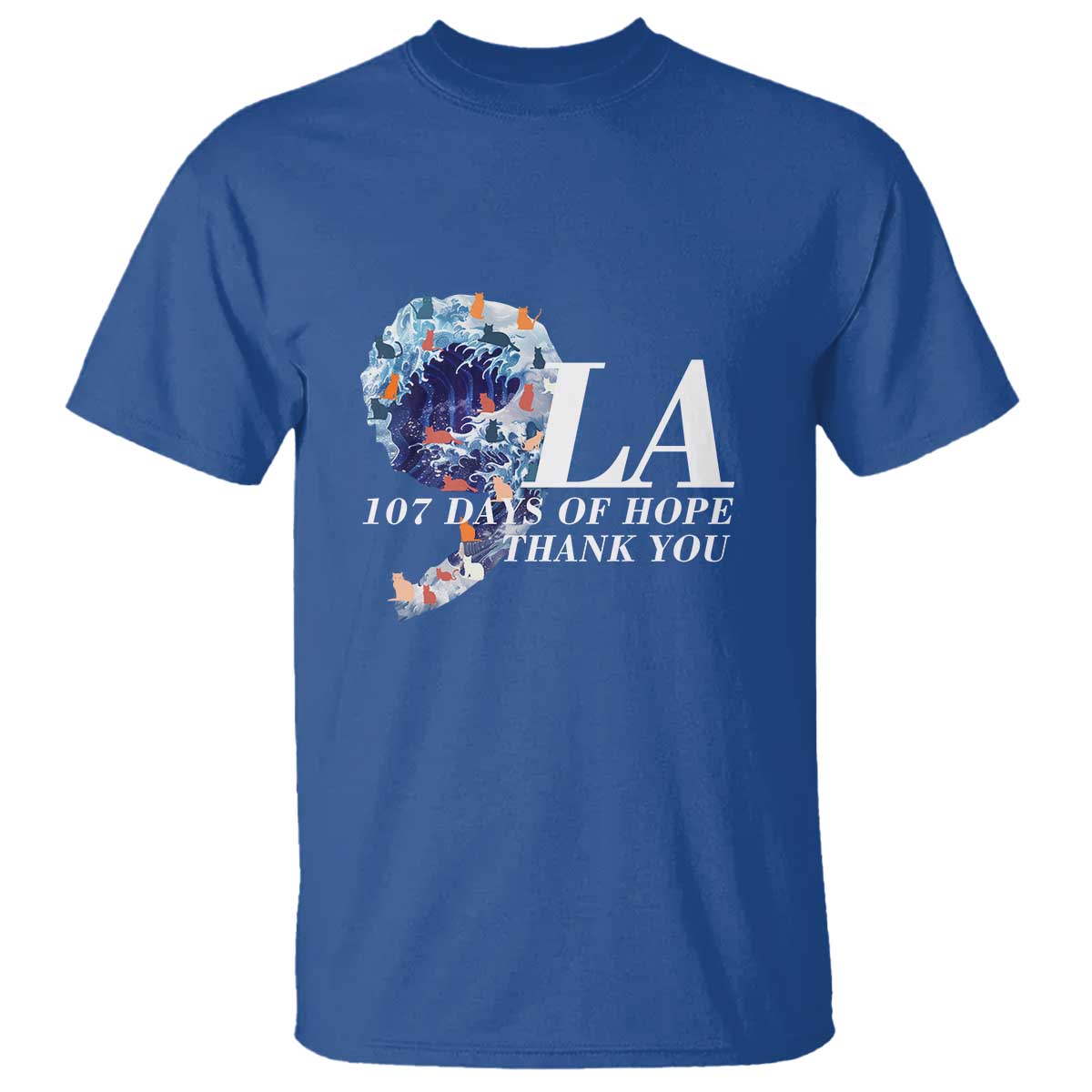 107 Days of Hope Thank You Kamala T Shirt The Great Wave Kanagawa Japanese Cat TS10 Royal Blue Print Your Wear