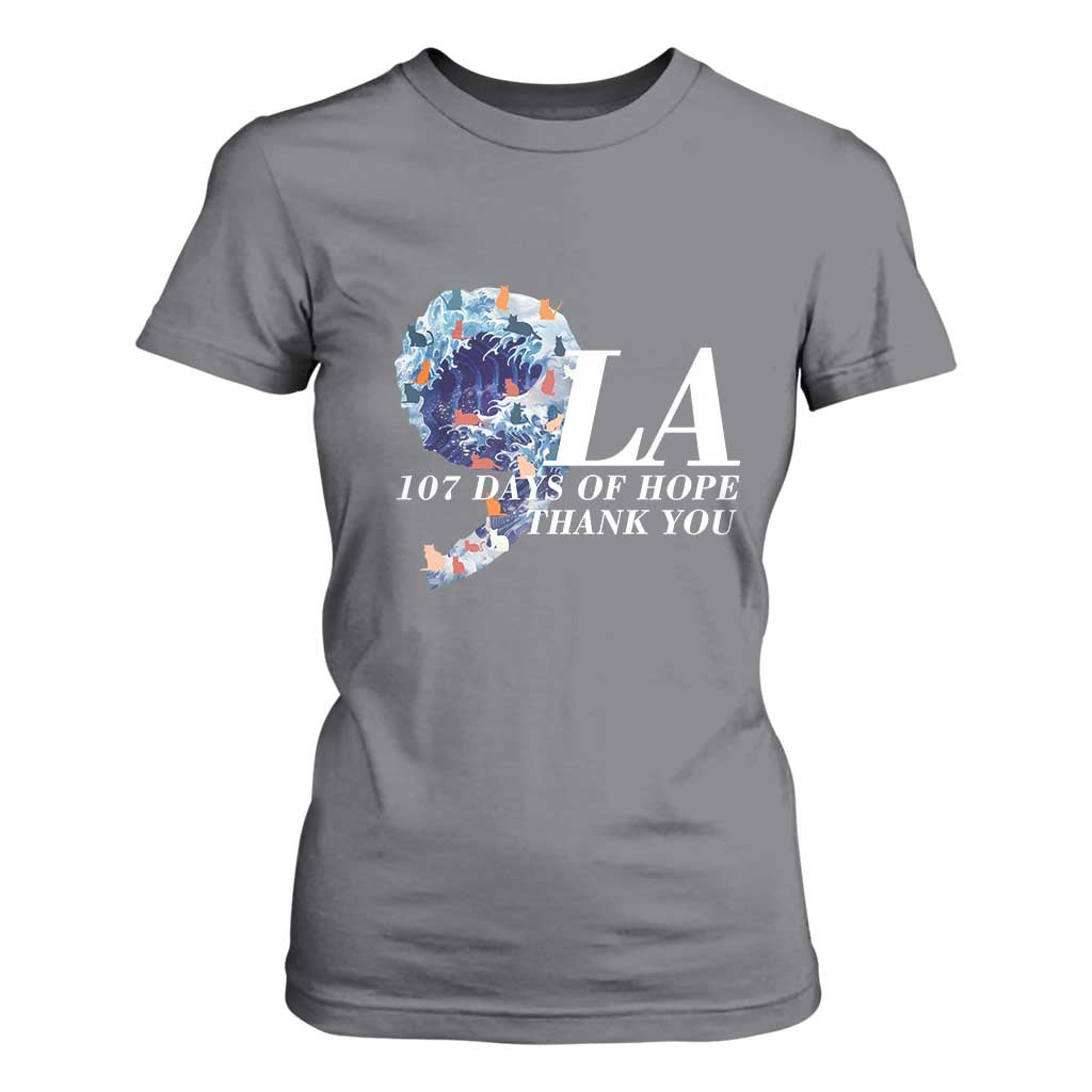 107 Days of Hope Thank You Kamala T Shirt For Women The Great Wave Kanagawa Japanese Cat TS10 Charcoal Print Your Wear