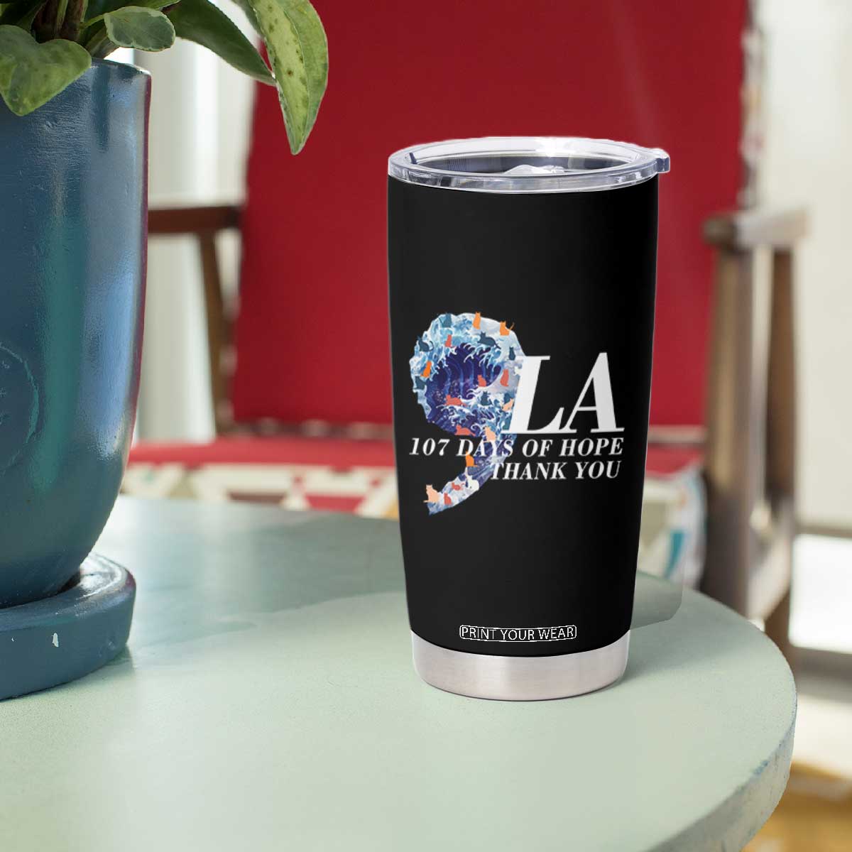 107 Days of Hope Thank You Kamala Tumbler Cup The Great Wave Kanagawa Japanese Cat TS10 Print Your Wear