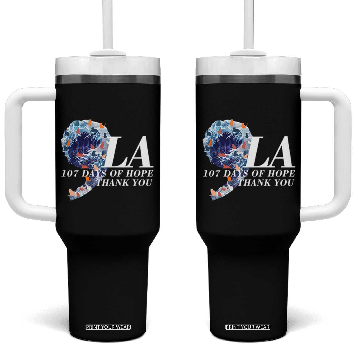 107 Days of Hope Thank You Kamala Tumbler With Handle The Great Wave Kanagawa Japanese Cat TS10 One Size: 40 oz Black Print Your Wear