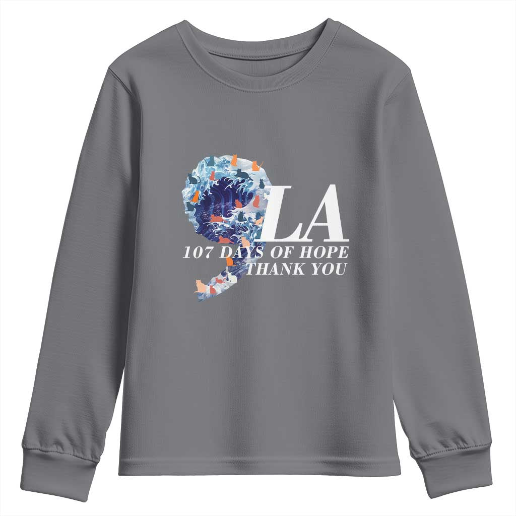 107 Days of Hope Thank You Kamala Youth Sweatshirt The Great Wave Kanagawa Japanese Cat TS10 Charcoal Print Your Wear