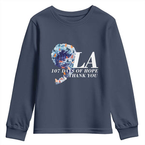 107 Days of Hope Thank You Kamala Youth Sweatshirt The Great Wave Kanagawa Japanese Cat TS10 Navy Print Your Wear