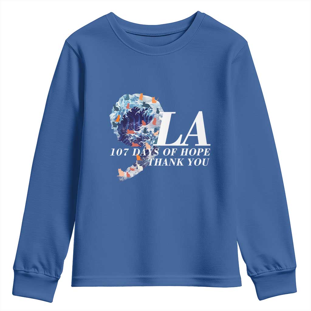 107 Days of Hope Thank You Kamala Youth Sweatshirt The Great Wave Kanagawa Japanese Cat TS10 Royal Blue Print Your Wear