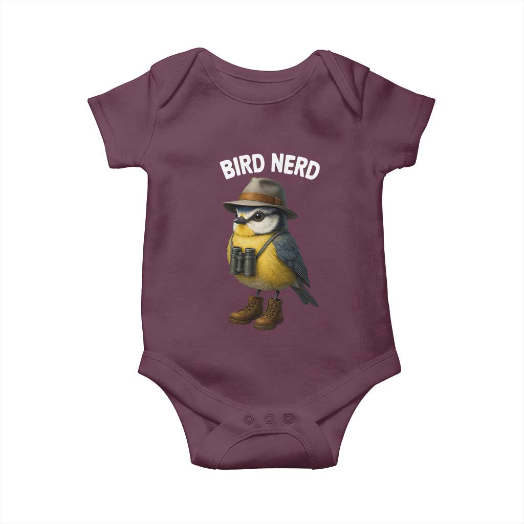 Bird Nerd Baby Onesie Funny Birding Bird Lover Watcher Twitcher TS10 Maroon Print Your Wear