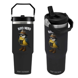 Bird Nerd Flip Straw Tumbler Funny Birding Bird Lover Watcher Twitcher TS10 One Size: 30 oz Black Print Your Wear