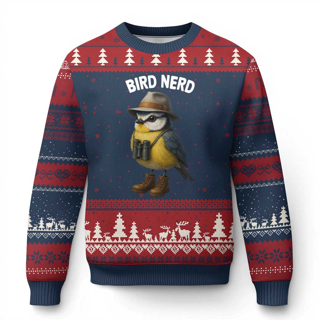 Bird Nerd Ugly Christmas Sweater Funny Birding Bird Lover Watcher Twitcher TS10 Navy Red Print Your Wear