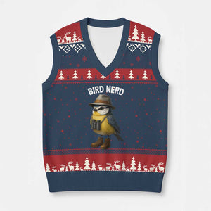 Bird Nerd V-Neck Knit Sweater Vest Funny Birding Bird Lover Watcher Twitcher TS10 Navy Red Print Your Wear