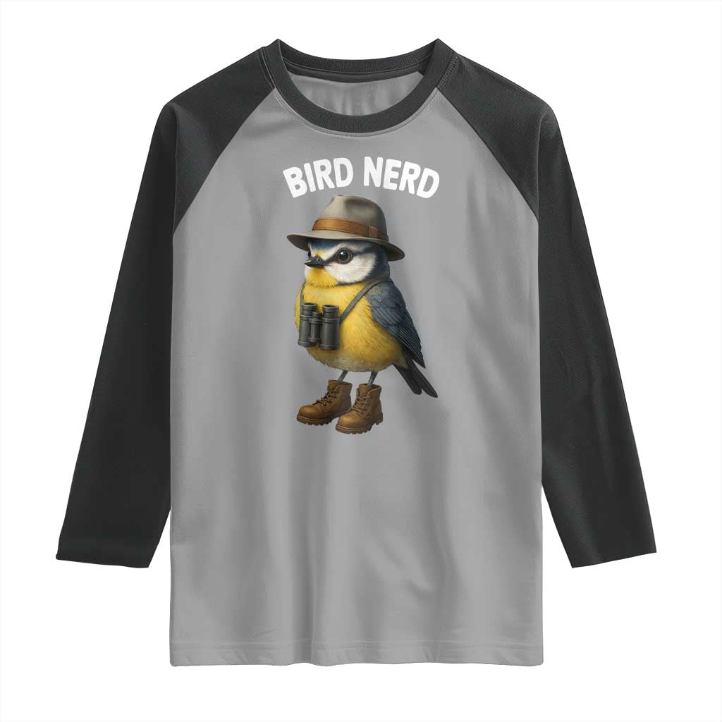 Bird Nerd Raglan Shirt Funny Birding Bird Lover Watcher Twitcher TS10 Sport Gray Black Print Your Wear