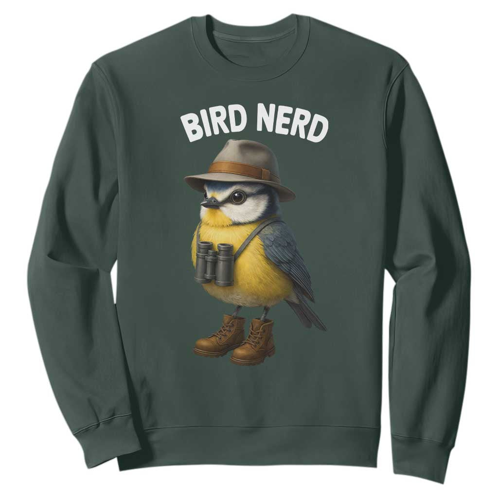 Bird Nerd Sweatshirt Funny Birding Bird Lover Watcher Twitcher TS10 Dark Forest Green Print Your Wear