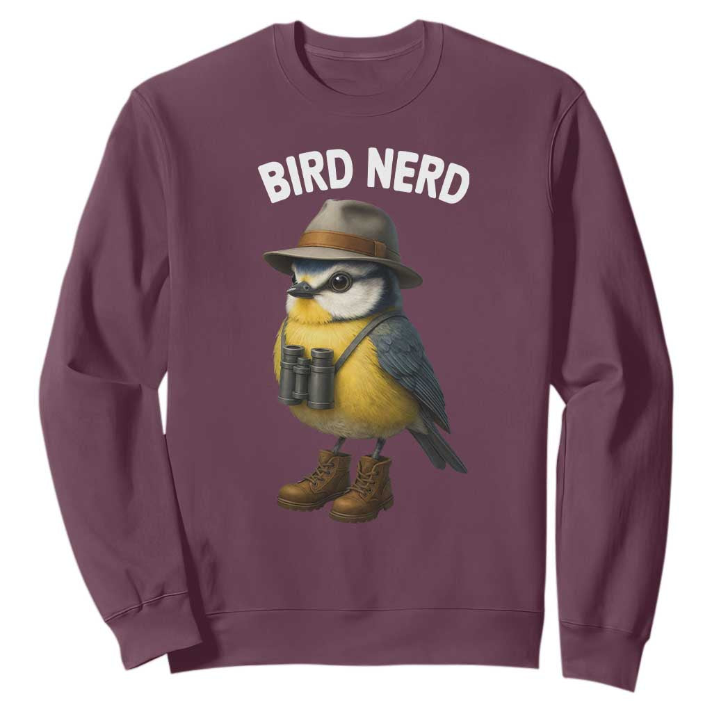 Bird Nerd Sweatshirt Funny Birding Bird Lover Watcher Twitcher TS10 Maroon Print Your Wear