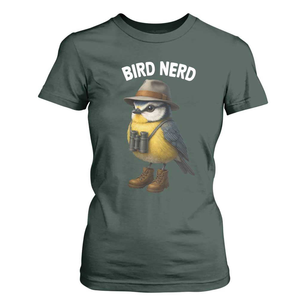 Bird Nerd T Shirt For Women Funny Birding Bird Lover Watcher Twitcher TS10 Dark Forest Green Print Your Wear