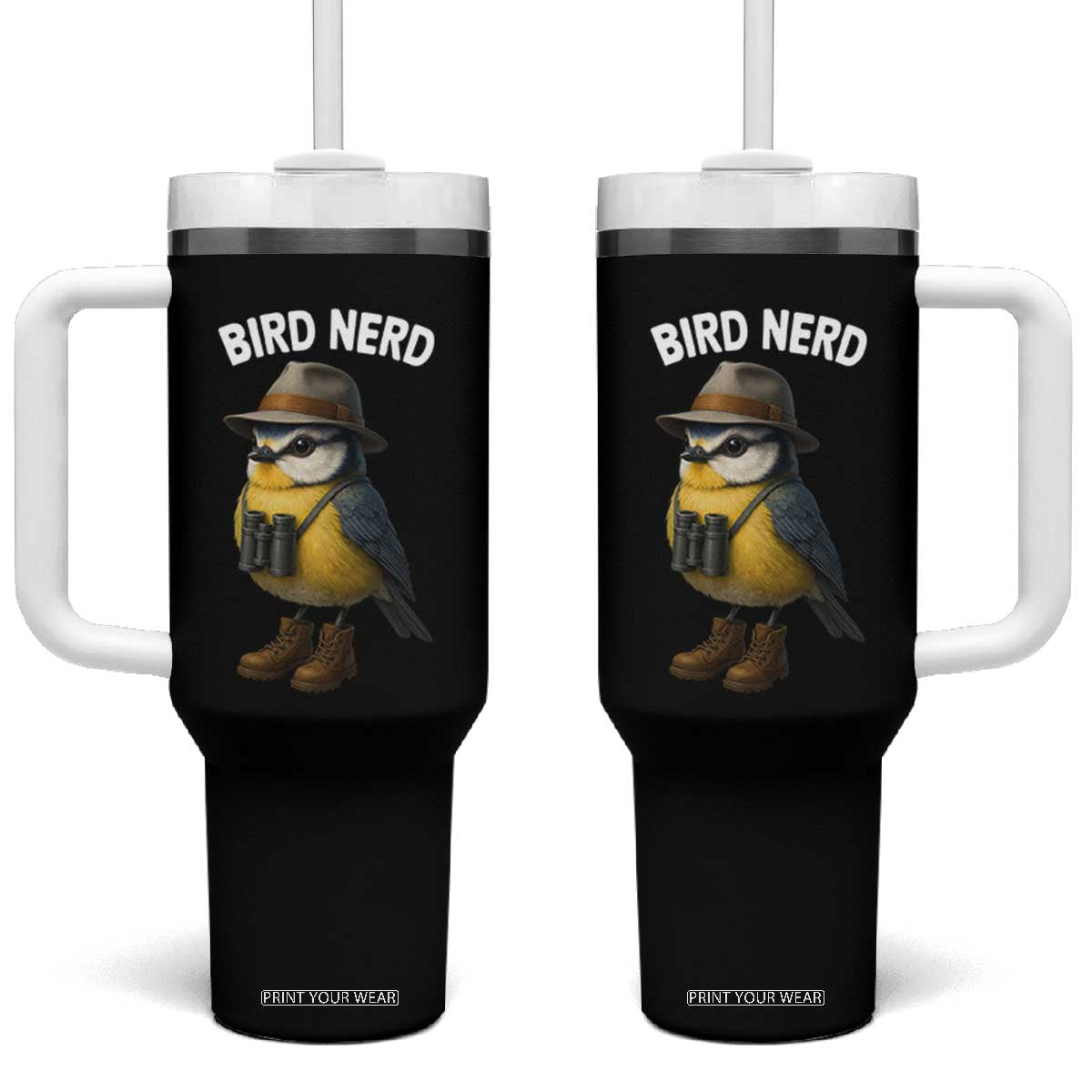 Bird Nerd Tumbler With Handle Funny Birding Bird Lover Watcher Twitcher TS10 One Size: 40 oz Black Print Your Wear
