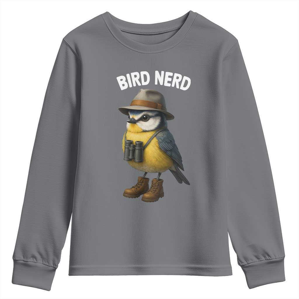 Bird Nerd Youth Sweatshirt Funny Birding Bird Lover Watcher Twitcher TS10 Charcoal Print Your Wear
