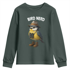 Bird Nerd Youth Sweatshirt Funny Birding Bird Lover Watcher Twitcher TS10 Dark Forest Green Print Your Wear