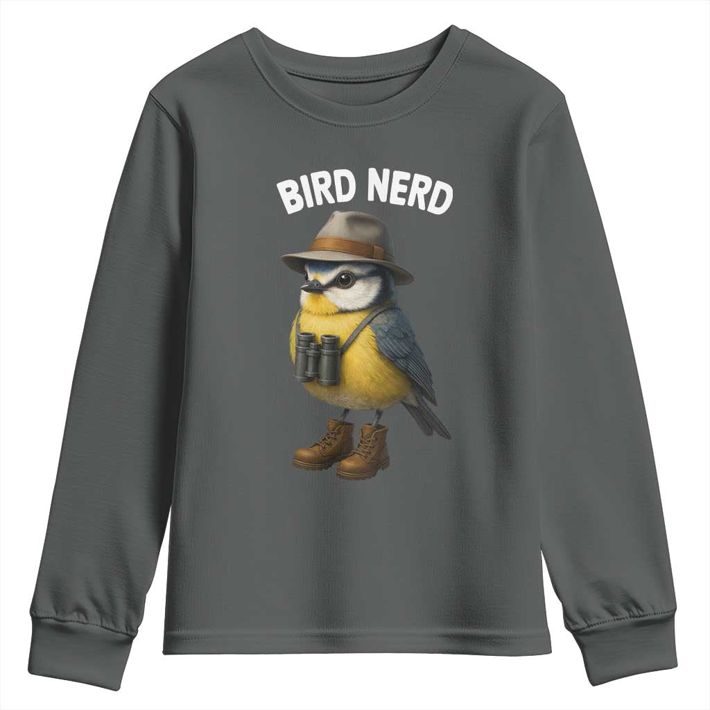 Bird Nerd Youth Sweatshirt Funny Birding Bird Lover Watcher Twitcher TS10 Dark Heather Print Your Wear