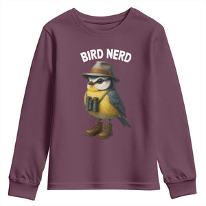 Bird Nerd Youth Sweatshirt Funny Birding Bird Lover Watcher Twitcher TS10 Maroon Print Your Wear