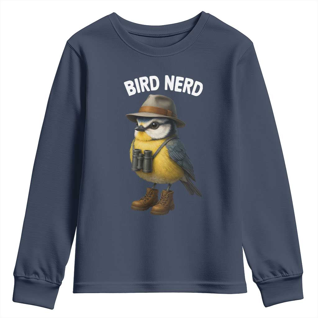Bird Nerd Youth Sweatshirt Funny Birding Bird Lover Watcher Twitcher TS10 Navy Print Your Wear