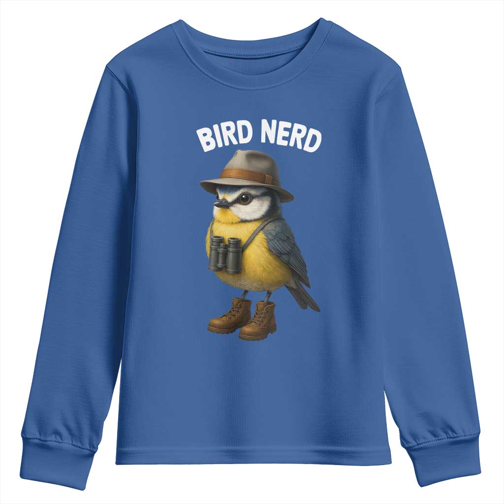 Bird Nerd Youth Sweatshirt Funny Birding Bird Lover Watcher Twitcher TS10 Royal Blue Print Your Wear