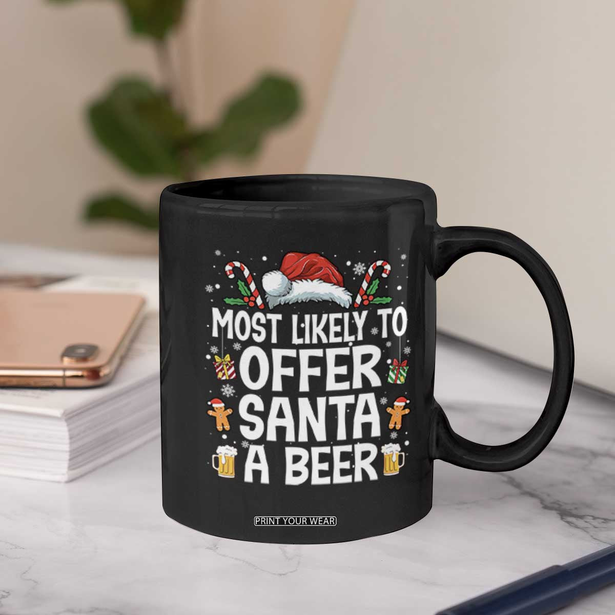 Family Matching Christmas Coffee Mug Most Likely To Christmas To Offer Santa A Beer TS10 Print Your Wear
