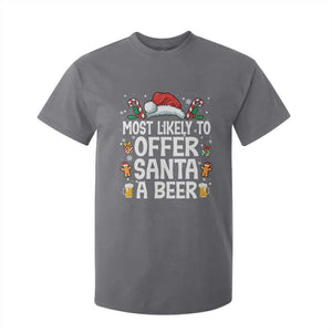 Family Matching Christmas T Shirt For Kid Most Likely To Christmas To Offer Santa A Beer TS10 Charcoal Print Your Wear