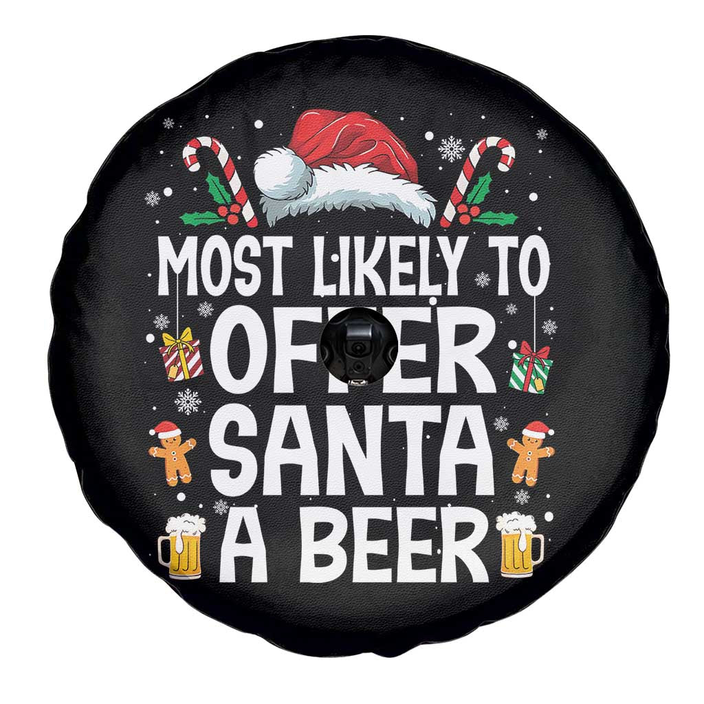 Family Matching Christmas Spare Tire Cover Most Likely To Christmas To Offer Santa A Beer TS10 Print Your Wear