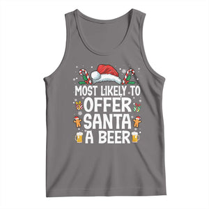 Family Matching Christmas Tank Top Most Likely To Christmas To Offer Santa A Beer TS10 Deep Heather Print Your Wear