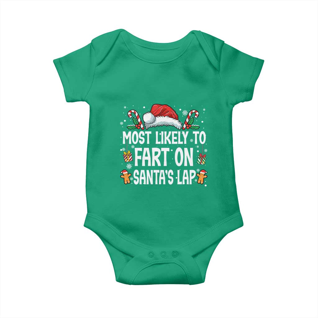 Family Matching Christmas Baby Onesie Most Likely To Fart On Santa's Lap TS10 Irish Green Print Your Wear