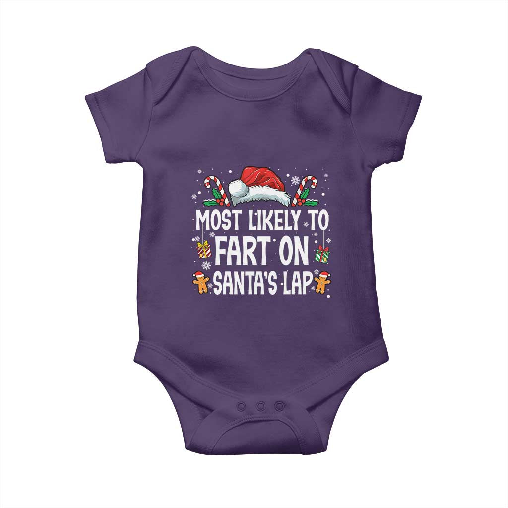 Family Matching Christmas Baby Onesie Most Likely To Fart On Santa's Lap TS10 Purple Print Your Wear