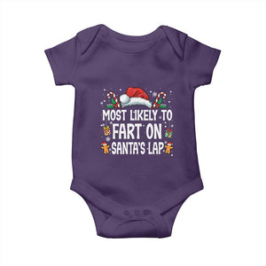 Family Matching Christmas Baby Onesie Most Likely To Fart On Santa's Lap TS10 Purple Print Your Wear