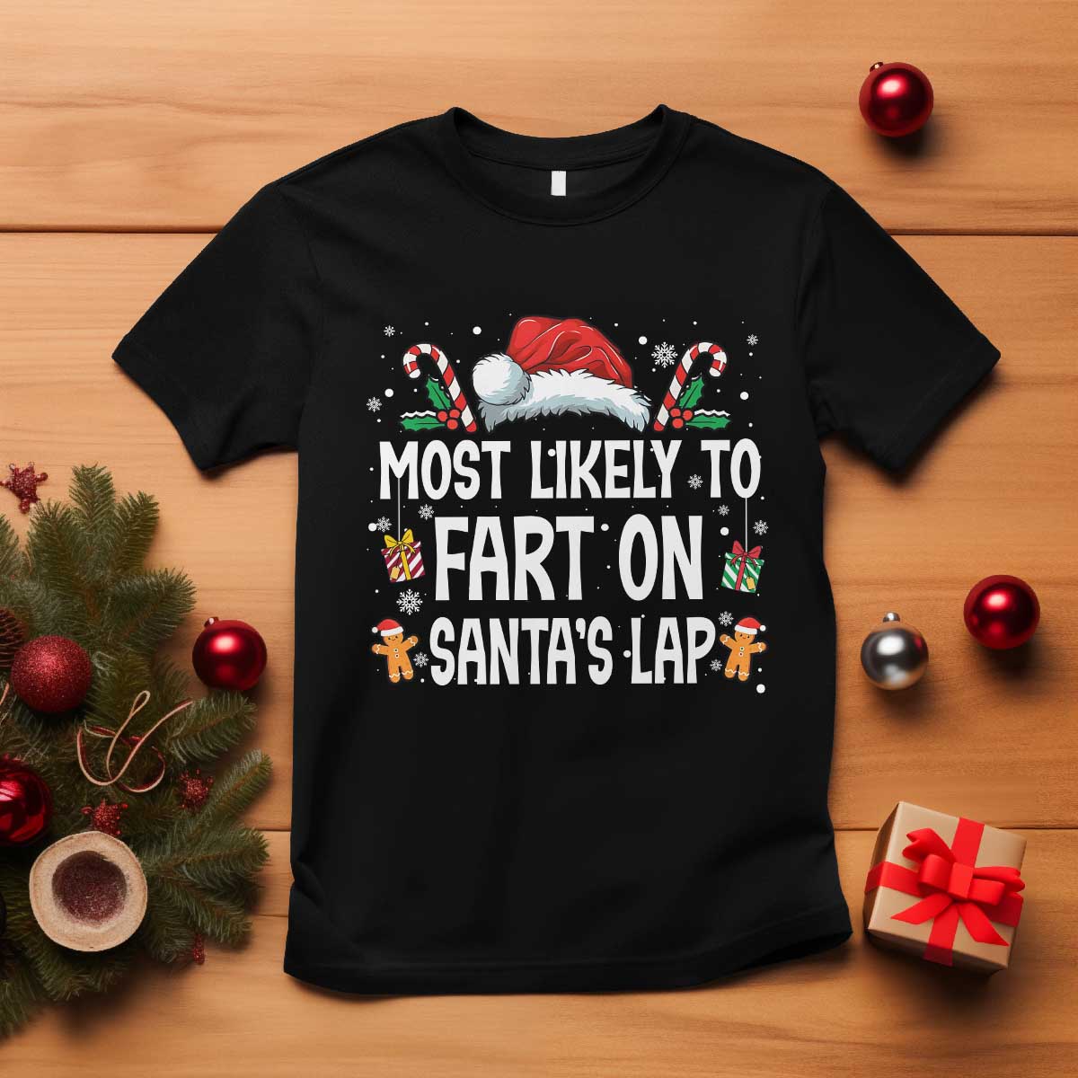 Family Matching Christmas T Shirt Most Likely To Fart On Santa's Lap TS10 Black Print Your Wear