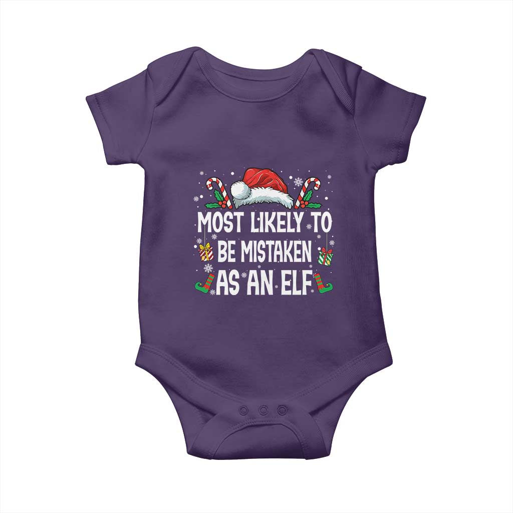 Family Matching Christmas Baby Onesie Funny Most Likely To Be Mistaken As An Elf TS10 Purple Print Your Wear