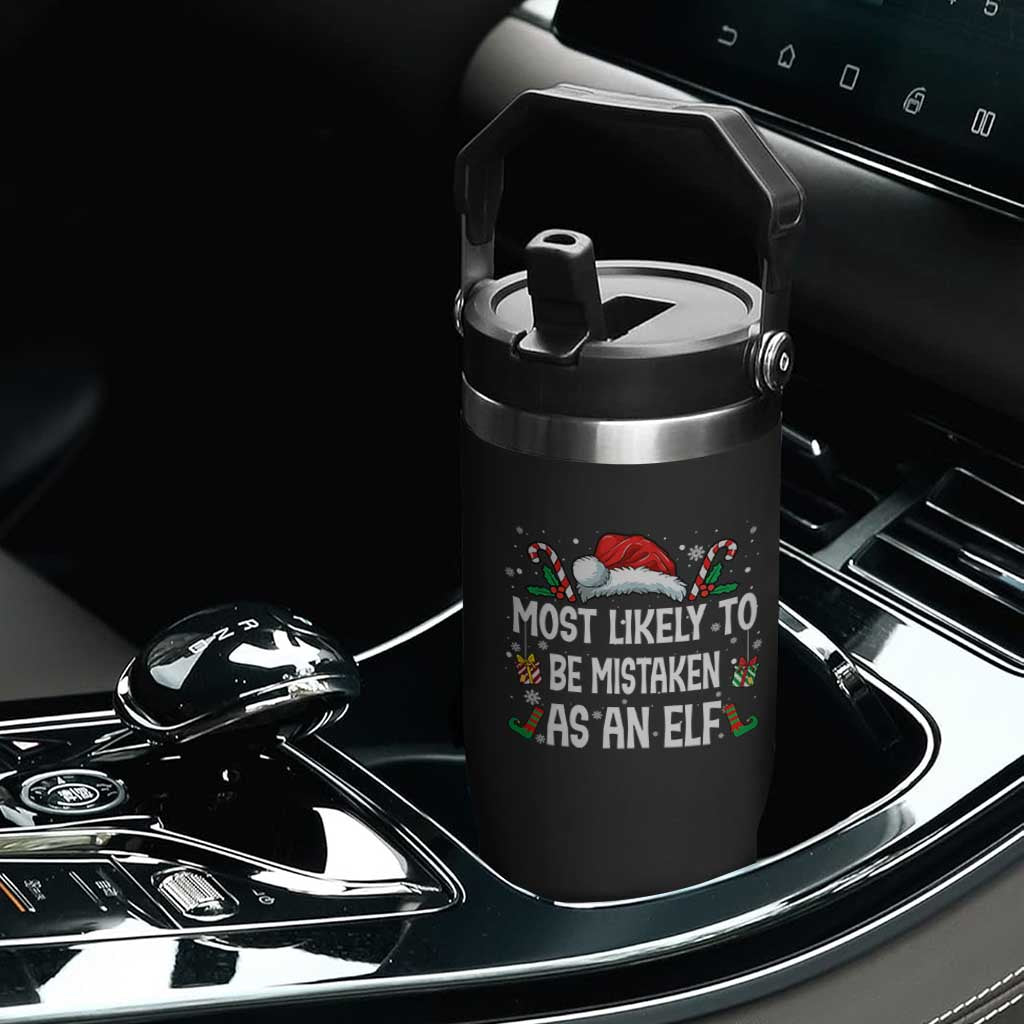 Family Matching Christmas Flip Straw Tumbler Funny Most Likely To Be Mistaken As An Elf TS10 Print Your Wear