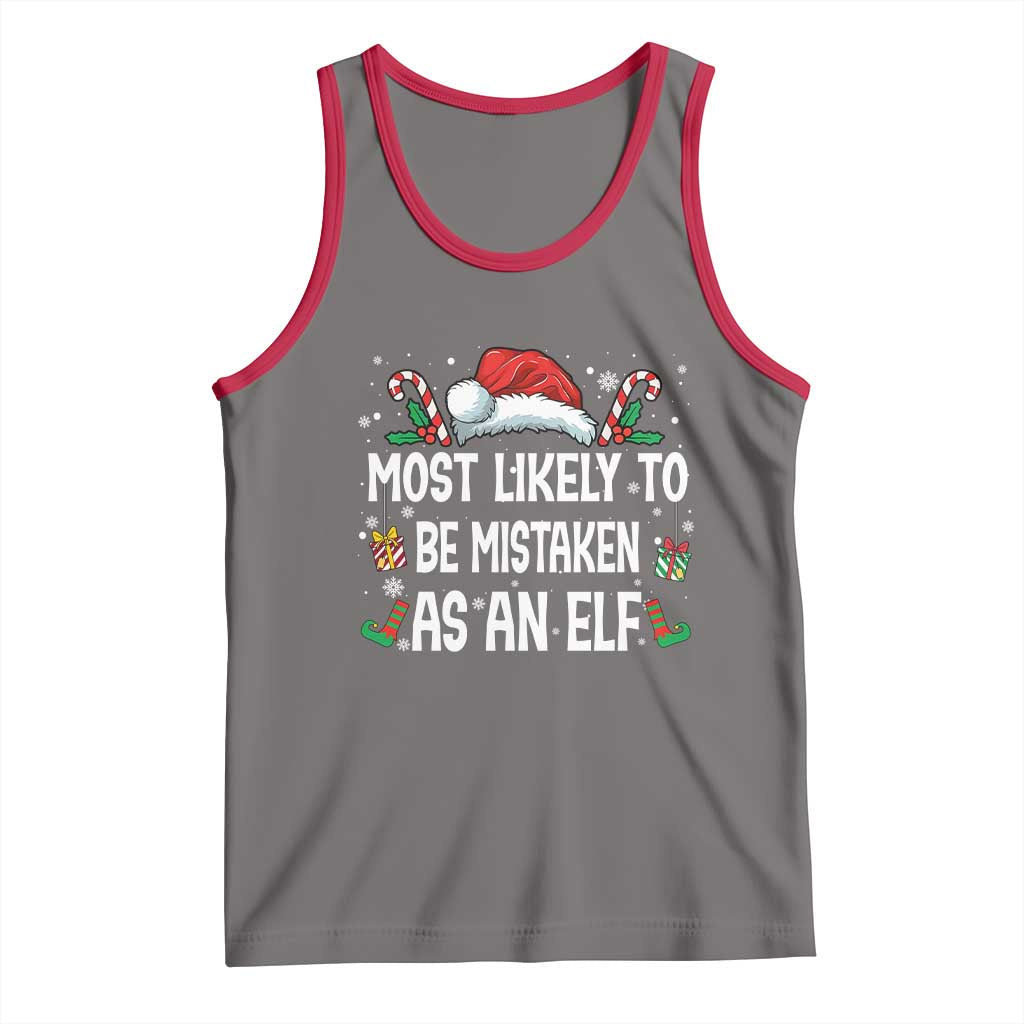 Family Matching Christmas Tank Top Funny Most Likely To Be Mistaken As An Elf TS10 Deep Heather Red Print Your Wear
