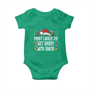 Family Matching Christmas Baby Onesie Funny Most Likely To Get Sassy With Santa TS10 Irish Green Print Your Wear