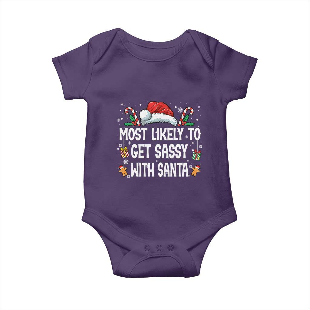 Family Matching Christmas Baby Onesie Funny Most Likely To Get Sassy With Santa TS10 Purple Print Your Wear