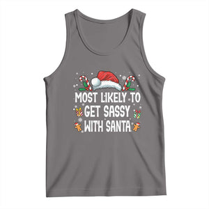Family Matching Christmas Tank Top Funny Most Likely To Get Sassy With Santa TS10 Deep Heather Print Your Wear