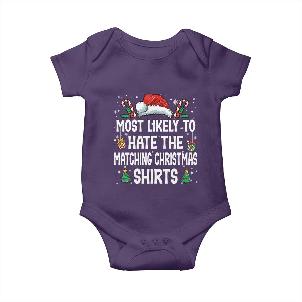 Family Matching Christmas Baby Onesie Most Likely To Hate Matching Christmas TS10 Purple Print Your Wear