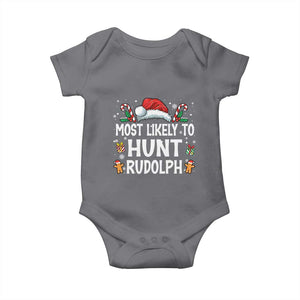 Family Matching Christmas Baby Onesie Most Likely To Hunt Rudolph TS10 Charcoal Print Your Wear