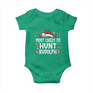 Family Matching Christmas Baby Onesie Most Likely To Hunt Rudolph TS10 Irish Green Print Your Wear