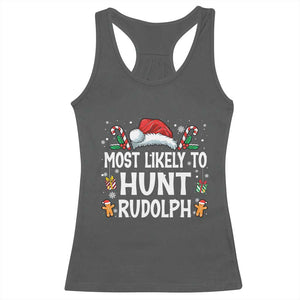 Family Matching Christmas Racerback Tank Top Most Likely To Hunt Rudolph TS10 Dark Heather Print Your Wear
