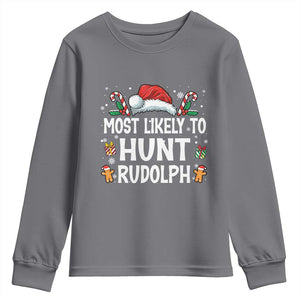 Family Matching Christmas Youth Sweatshirt Most Likely To Hunt Rudolph TS10 Charcoal Print Your Wear